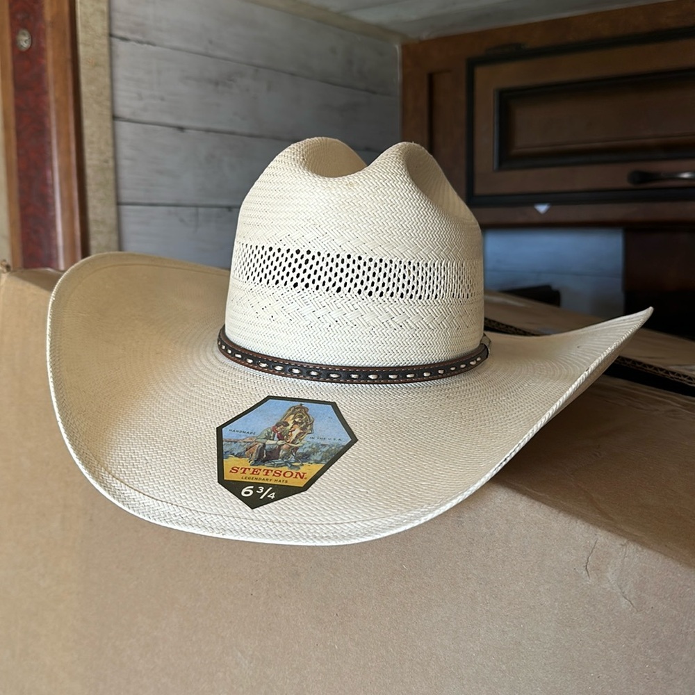 NWT Stetson Straw Hat sz 6 3/4 needs shape touch up depending. Men/Women